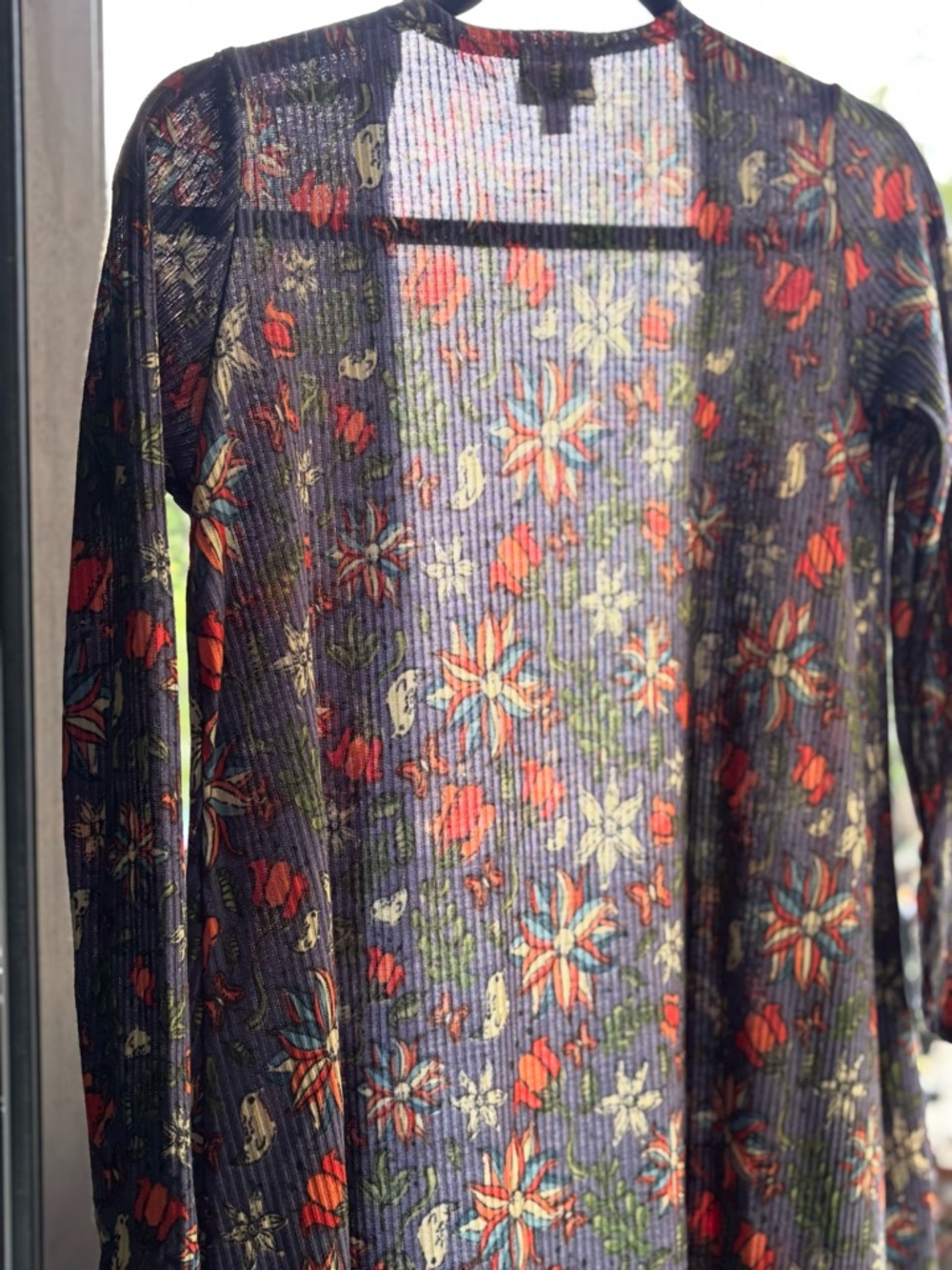 LuLaRoe “Sarah” Navy Floral Longline Cardigan